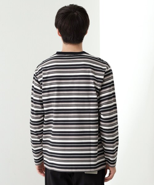 THE SHOP TK (ザ ショップ ティーケー )の「ランダムボーダー長袖タフTシャツ 【洗濯機OK】(Tシャツ/カットソー・メンズ・ホワイト系3/ブラック系2・02/03/04)」の8枚目の写真