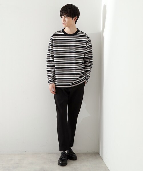 THE SHOP TK (ザ ショップ ティーケー )の「ランダムボーダー長袖タフTシャツ 【洗濯機OK】(Tシャツ/カットソー・メンズ・ホワイト系3/ブラック系2・02/03/04)」の9枚目の写真