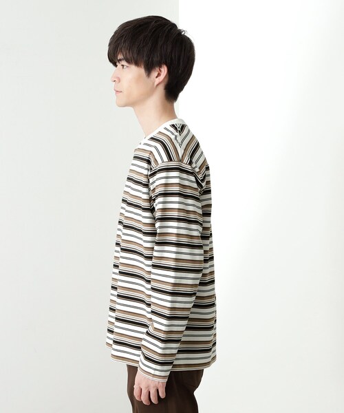THE SHOP TK (ザ ショップ ティーケー )の「ランダムボーダー長袖タフTシャツ 【洗濯機OK】(Tシャツ/カットソー・メンズ・ホワイト系3/ブラック系2・02/03/04)」の12枚目の写真