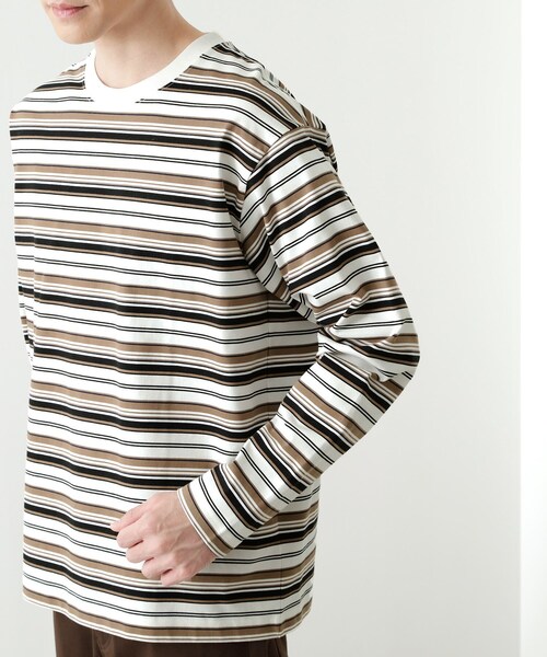 THE SHOP TK (ザ ショップ ティーケー )の「ランダムボーダー長袖タフTシャツ 【洗濯機OK】(Tシャツ/カットソー・メンズ・ホワイト系3/ブラック系2・02/03/04)」の15枚目の写真