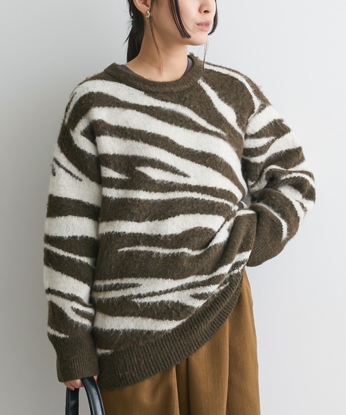 CRAFT STANDARD BOUTIQUE(クラフトスタンダードブティック)の「アニマルジャカードニットプルオーバー<ハンドウォッシャブル>◆(ニット/セーター・レディース・ライトベージュ/カーキ・FREE)」の1枚目の写真