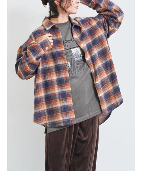SM2(エスエムツー)の「起毛チェックシャツ(シャツ/ブラウス・レディース・ブラック/ブルー/ベージュ・F)」の4枚目の写真