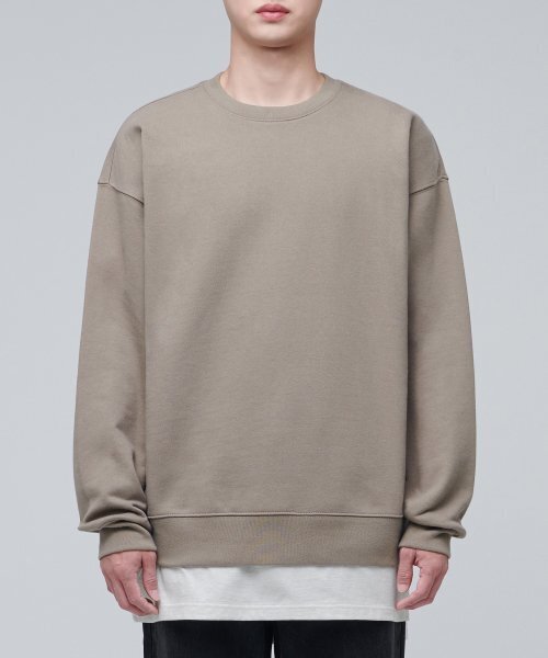 MUSINSA STANDARD（ムシンサスタンダード）の「レイヤードクルーネックTシャツ_ロング丈 [オートミール]（Tシャツ/カットソー・メンズ・その他・X-SMALL/SMALL/MEDIUM/LARGE/X-LARGE）」の3枚目の写真