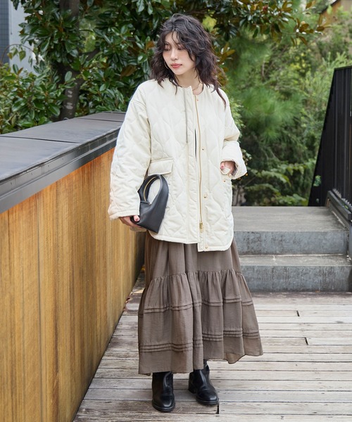 MICA&DEAL キルティングノーカラーコート