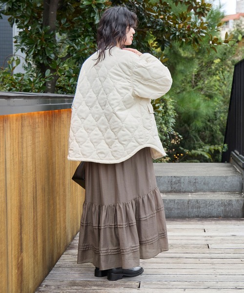 MICA&DEAL（マイカ＆ディール）の「ノーカラーキルティングコート（ノーカラーコート・レディース・オフホワイト/ブラック/ブラウン・FREE）」の8枚目の写真