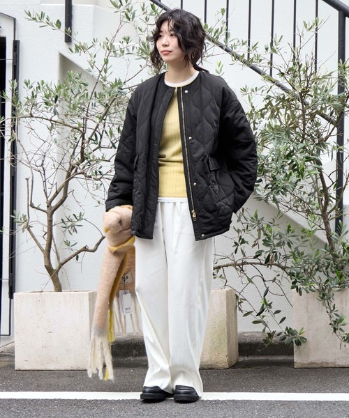 MICA&DEAL（マイカ＆ディール）の「ノーカラーキルティングコート（ノーカラーコート・レディース・オフホワイト/ブラック/ブラウン・FREE）」の10枚目の写真