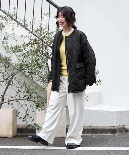 MICA&DEAL（マイカ＆ディール）の「ノーカラーキルティングコート（ノーカラーコート・レディース・オフホワイト/ブラック/ブラウン・FREE）」の13枚目の写真