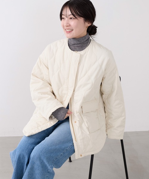 キルティング　コート　ノーカラー moment+ ジャケット ノーカラージャケット 「累計販売枚数5万枚突破