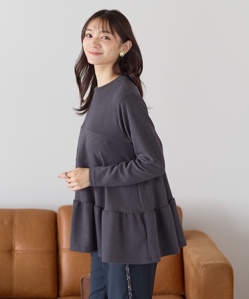 Neige（ネージュ）の「バックリボンティアードフレアトップス（Tシャツ/カットソー・レディース・アイボリー/グレー/ネイビー・ONE SIZE）」の4枚目の写真