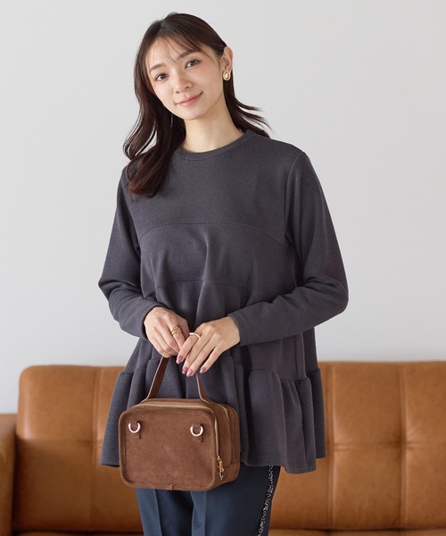 Neige（ネージュ）の「バックリボンティアードフレアトップス（Tシャツ/カットソー・レディース・アイボリー/グレー/ネイビー・ONE SIZE）」の5枚目の写真