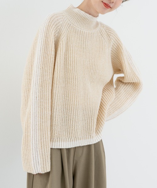 refinedworks（リファインドワークス）の「【refinedworks】冬の表情を彩る ラインニット（ニット/セーター・レディース・ベージュ/オレンジ・FREE）」の2枚目の写真