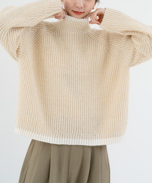 refinedworks（リファインドワークス）の「【refinedworks】冬の表情を彩る ラインニット（ニット/セーター・レディース・ベージュ/オレンジ・FREE）」の8枚目の写真