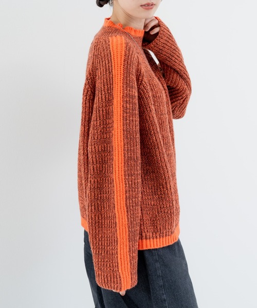 refinedworks（リファインドワークス）の「【refinedworks】冬の表情を彩る ラインニット（ニット/セーター・レディース・ベージュ/オレンジ・FREE）」の4枚目の写真