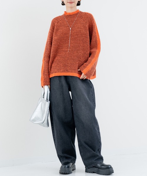 refinedworks（リファインドワークス）の「【refinedworks】冬の表情を彩る ラインニット（ニット/セーター・レディース・ベージュ/オレンジ・FREE）」の10枚目の写真