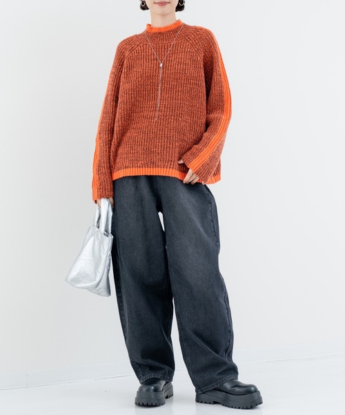 refinedworks（リファインドワークス）の「【refinedworks】冬の表情を彩る ラインニット（ニット/セーター・レディース・ベージュ/オレンジ・FREE）」の11枚目の写真