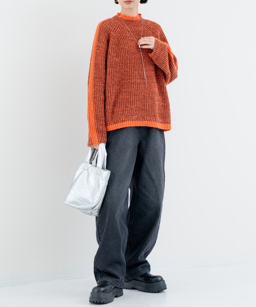 refinedworks（リファインドワークス）の「【refinedworks】冬の表情を彩る ラインニット（ニット/セーター・レディース・ベージュ/オレンジ・FREE）」の12枚目の写真