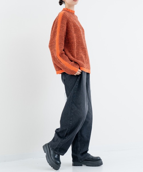 refinedworks（リファインドワークス）の「【refinedworks】冬の表情を彩る ラインニット（ニット/セーター・レディース・ベージュ/オレンジ・FREE）」の13枚目の写真