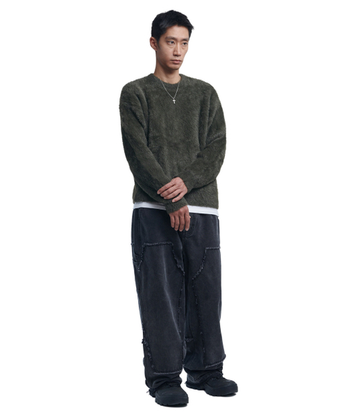 NOMANUAL(NOMANUAL)の「CROPPED HAIRY KNIT - KHAKI(ニット/セーター・レディース・その他・MEDIUM/LARGE/X-LARGE/SMALL)」の3枚目の写真