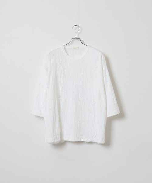 many men many mind(メニーメンメニーマインド)の「MANYMENMANYMINDS ダメージ加工/7分袖/グランジ/Tシャツ(Tシャツ/カットソー・メンズ・ホワイト・M)」の2枚目の写真