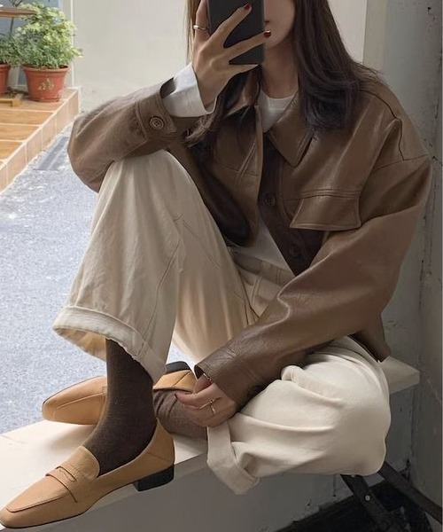 MAISON DE THERESE(メゾン ド テレーズ)の「ペティットサイズ レトロ風 合皮のショートジャケット(その他アウター・レディース・ブラウン/ブラック・S/M/L)」の17枚目の写真