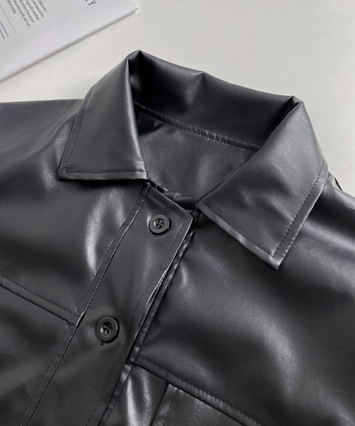 MAISON DE THERESE(メゾン ド テレーズ)の「ペティットサイズ レトロ風 合皮のショートジャケット(その他アウター・レディース・ブラウン/ブラック・S/M/L)」の20枚目の写真