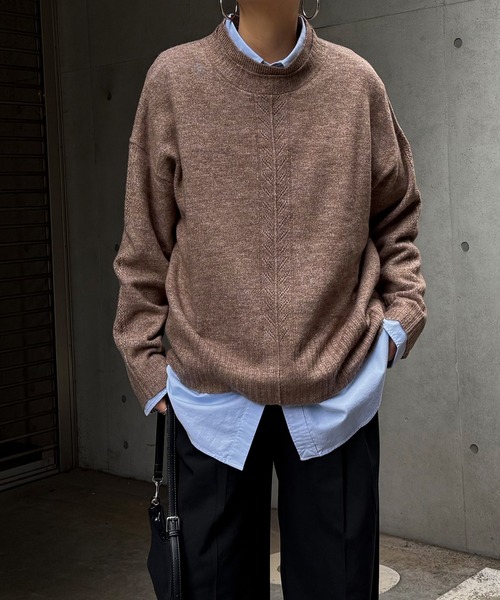 LBC(エルビーシー)の「透かしラインバックスリットニット(ニット/セーター・レディース・ピンク/モカ/ベージュ/ブルー/グレー・M)」の15枚目の写真
