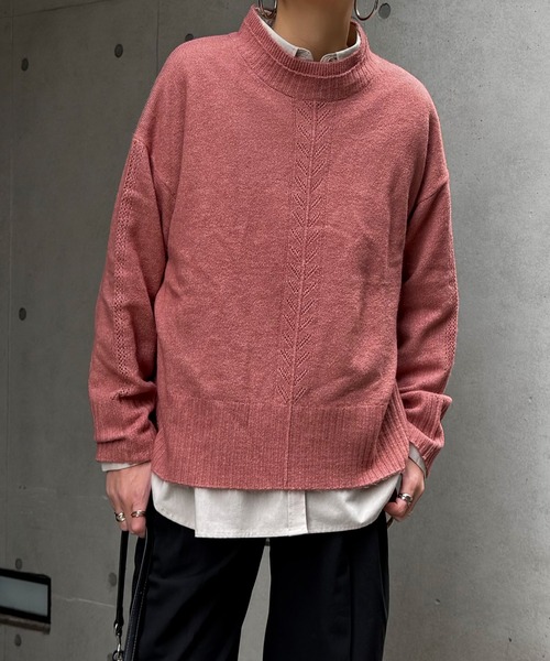 LBC(エルビーシー)の「透かしラインバックスリットニット(ニット/セーター・レディース・ピンク/モカ/ベージュ/ブルー/グレー・M)」の17枚目の写真