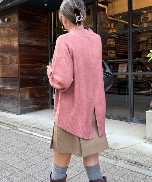LBC(エルビーシー)の「透かしラインバックスリットニット(ニット/セーター・レディース・ピンク/モカ/ベージュ/ブルー/グレー・M)」の21枚目の写真