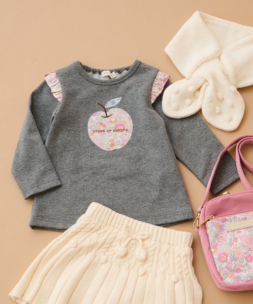 sense of wonder(センスオブワンダー)の「リバティリンゴトレーナー(スウェット・キッズ・チャコール/ネイビー/ピンク・80cm/90cm/100cm/110cm/120cm/130cm)」の2枚目の写真