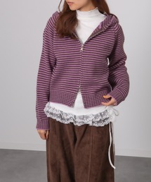 HALEY PESCA（ヘーリーペスカ）の「HALEY PESCA/カラフルボーダー　ダブルジップニットパーカー（パーカー）」