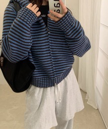 HALEY PESCA（ヘーリーペスカ）の「HALEY PESCA/カラフルボーダー　ダブルジップニットパーカー（パーカー）」