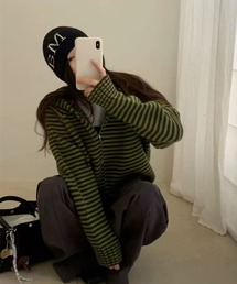 HALEY PESCA（ヘーリーペスカ）の「HALEY PESCA/カラフルボーダー　ダブルジップニットパーカー（パーカー）」