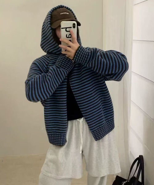 HALEY PESCA(ヘーリーペスカ)の「HALEY PESCA/カラフルボーダー ダブルジップニットパーカー(パーカー・レディース・ブルー/グレー/ブラック/グリーン/ピンク/ミント・FREE)」の22枚目の写真
