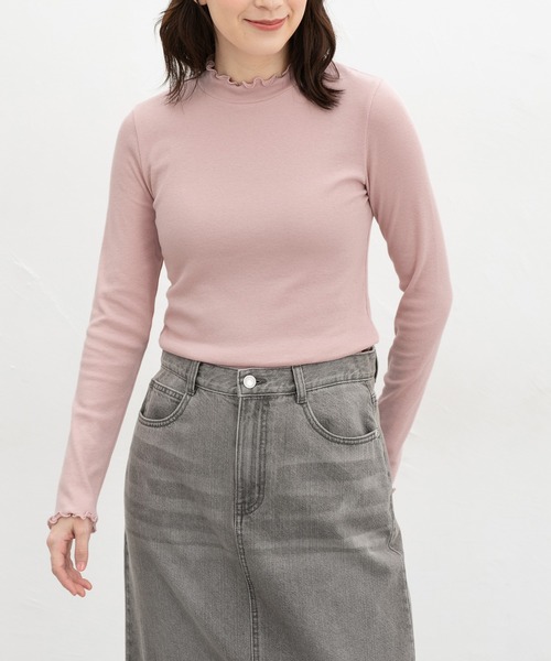 Honeys(ハニーズ)の「メローハイネックTシャツ(Tシャツ/カットソー・レディース・ライトピンク/ライトグリーン/イエロー・L/LL/M/S)」の3枚目の写真