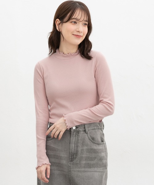 Honeys(ハニーズ)の「メローハイネックTシャツ(Tシャツ/カットソー・レディース・ライトピンク/ライトグリーン/イエロー・L/LL/M/S)」の6枚目の写真