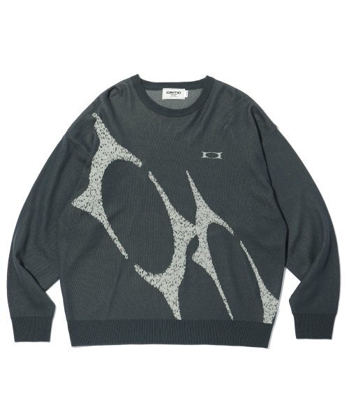 WORMHOLE LOGO JACQUARD KNIT — жаккардовый вязаный свитер с логотипом, цвет charcoal