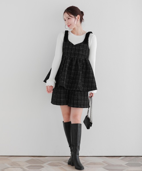 Fit more(フィットモア)の「ツイードパールポケットショートパンツ(その他パンツ・レディース・ブラック/アイボリー/グレイッシュベージュ・S/M)」の10枚目の写真