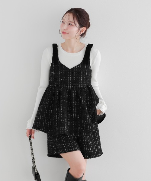 Fit more(フィットモア)の「ツイードパールポケットショートパンツ(その他パンツ・レディース・ブラック/アイボリー/グレイッシュベージュ・S/M)」の11枚目の写真