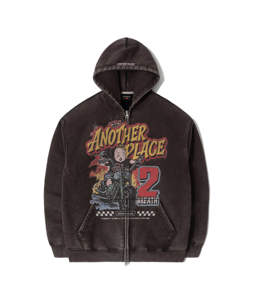 QT8 GARMENTS(キューティーエイトガーメント)の「RG Another Place Washed Zip-up Hoodie (Black)(パーカー・レディース・その他・MEDIUM/LARGE/X-LARGE)」の1枚目の写真