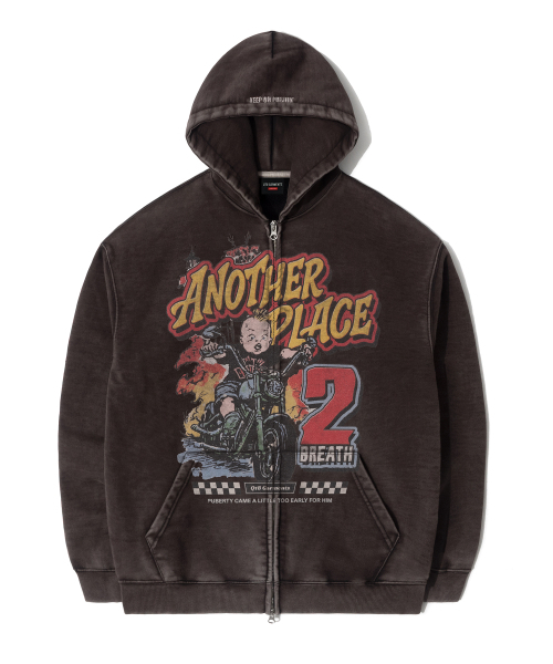 QT8 GARMENTS(キューティーエイトガーメント)の「RG Another Place Washed Zip-up Hoodie (Black)(パーカー・レディース・その他・MEDIUM/LARGE/X-LARGE)」の3枚目の写真