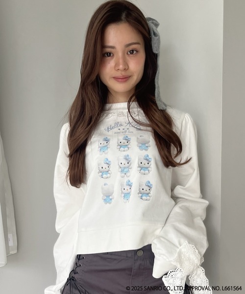 sanrio(サンリオ)の「ANGEL【HELLO KITTY】 ENCYCLOPEDIA FRILL SWEAT(スウェット・レディース・グレー×サックスブルー/グレー×ピンク/オフホワイト/ブラック系・FREE)」の20枚目の写真