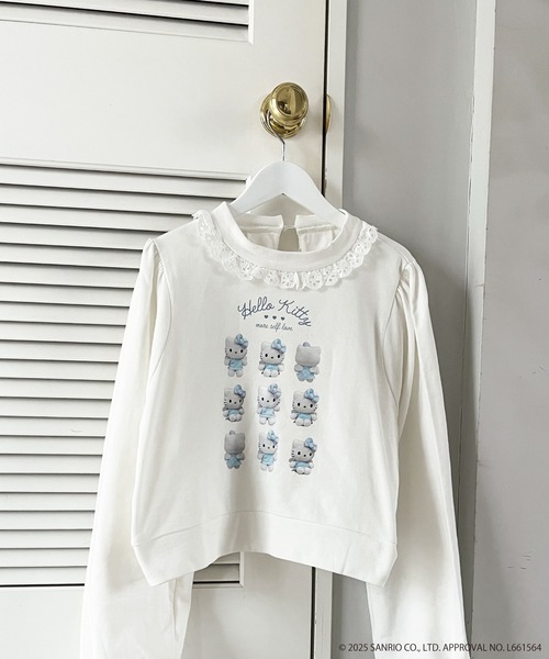 sanrio(サンリオ)の「ANGEL【HELLO KITTY】 ENCYCLOPEDIA FRILL SWEAT(スウェット・レディース・グレー×サックスブルー/グレー×ピンク/オフホワイト/ブラック系・FREE)」の7枚目の写真