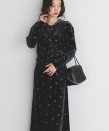 KBF | ベロアシャーリングドレス(ワンピース)