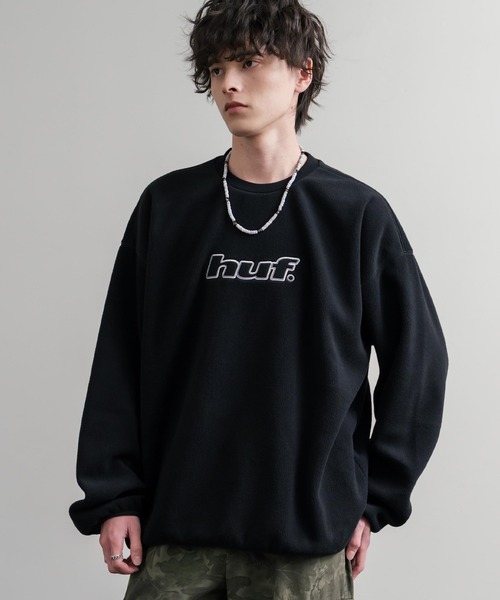 HUF(ハフ)の「HUF ハフ H DOT POLAR FLEECE CREWNECK オーバーサイズポーラーフリースプルオーバートレーナー(スウェット・メンズ・ブラック/スカイブルー・M/L/XL)」の3枚目の写真