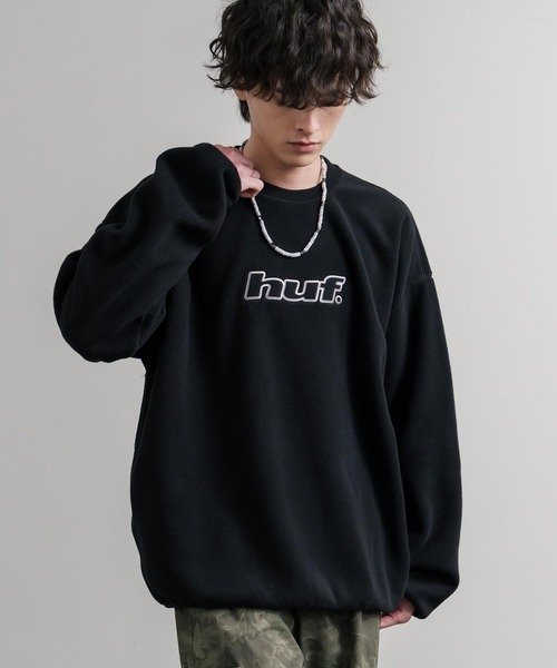 HUF(ハフ)の「HUF ハフ H DOT POLAR FLEECE CREWNECK オーバーサイズポーラーフリースプルオーバートレーナー(スウェット・メンズ・ブラック/スカイブルー・M/L/XL)」の4枚目の写真