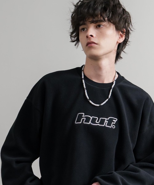 HUF(ハフ)の「HUF ハフ H DOT POLAR FLEECE CREWNECK オーバーサイズポーラーフリースプルオーバートレーナー(スウェット・メンズ・ブラック/スカイブルー・M/L/XL)」の5枚目の写真