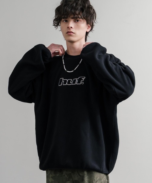 HUF(ハフ)の「HUF ハフ H DOT POLAR FLEECE CREWNECK オーバーサイズポーラーフリースプルオーバートレーナー(スウェット・メンズ・ブラック/スカイブルー・M/L/XL)」の6枚目の写真