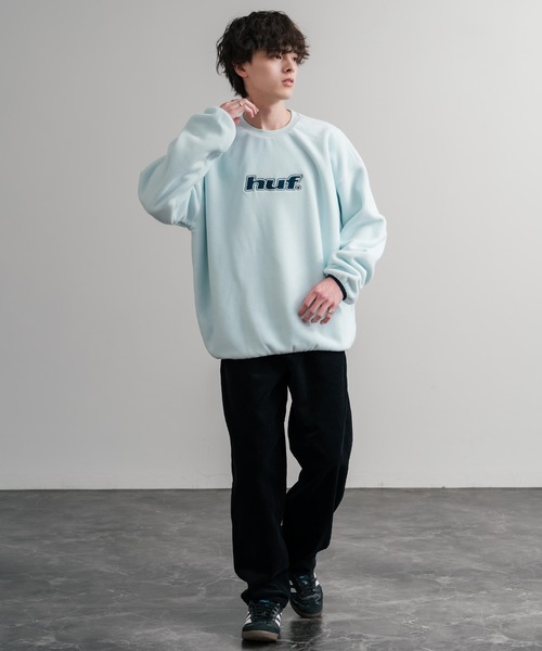 HUF(ハフ)の「HUF ハフ H DOT POLAR FLEECE CREWNECK オーバーサイズポーラーフリースプルオーバートレーナー(スウェット・メンズ・ブラック/スカイブルー・M/L/XL)」の12枚目の写真