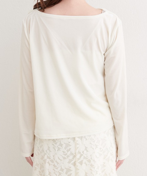 natural couture（ナチュラルクチュール）の「ラメベロアドレーププルオーバー（Tシャツ/カットソー・レディース・ブルーグレー/ピンクベージュ/ネイビー/オフホワイト・FREE）」の19枚目の写真