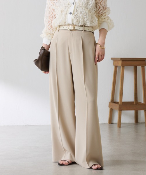 COLLAGE GALLARDAGALANTE（コラージュガリャルダガランテ）の「ジャージワイドパンツ/セットアップ可/WEB限定カラー・サイズ展開（スラックス・レディース・ピンク/ベージュ/ネイビー/オフホワイト/ブラック/オレンジ/ライトグレー・0/1/2/PS/TM/XL）」の4枚目の写真